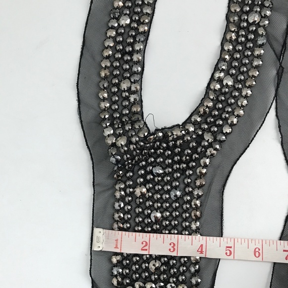 Crafters Material Beaded Gray Applique 2 Pieces - Picture 5 of 7